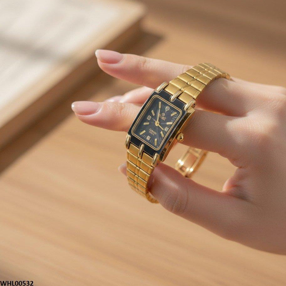 WHL-Rectangle Black Bezel Women's Watch -