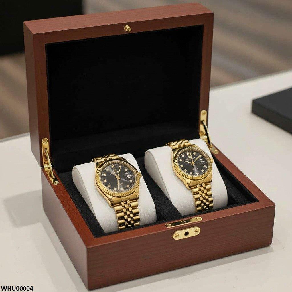 WHU- HWR Round Stone Dial Couple Watch -