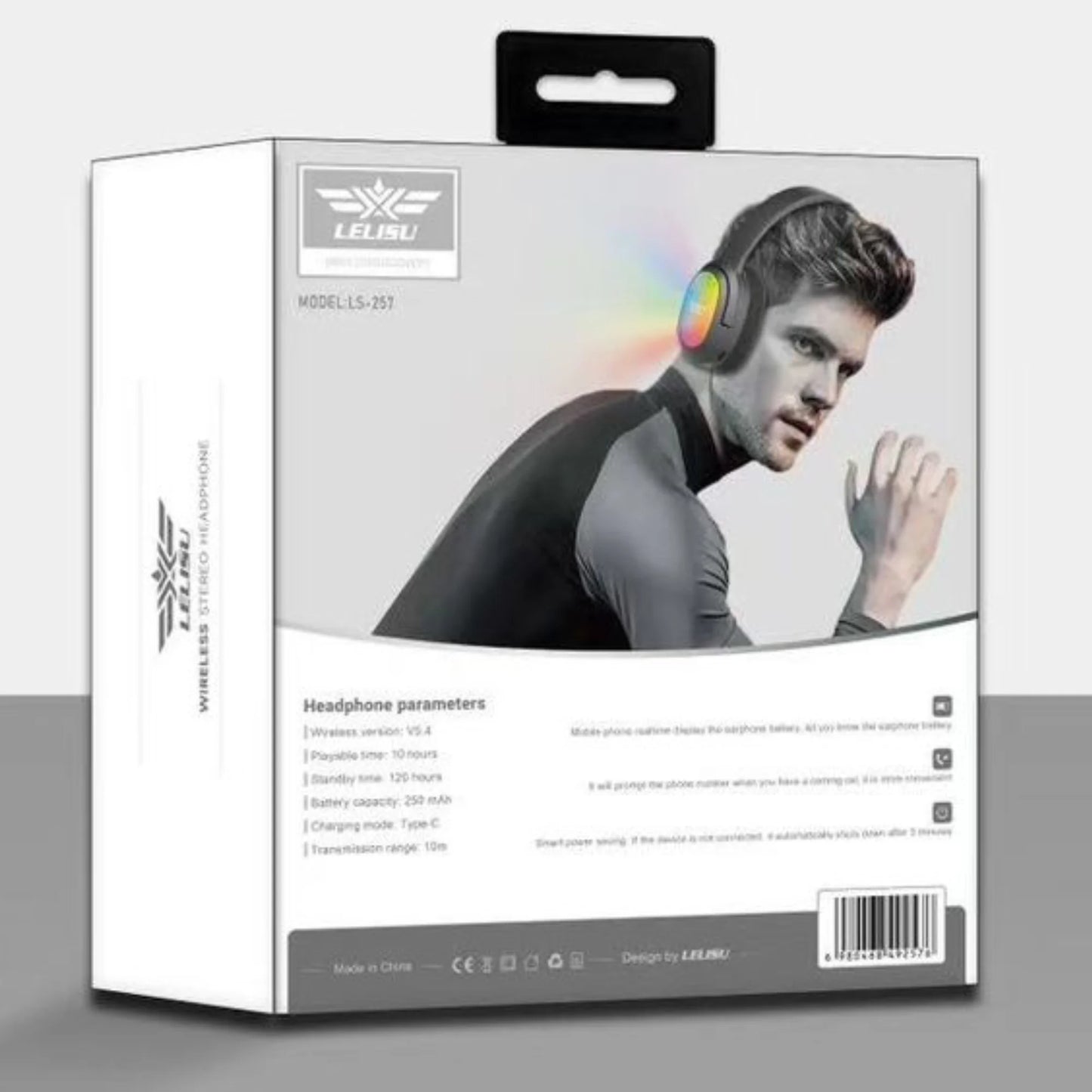 Lelisu LS-257 Wireless Stereo Headphones | Bluetooth 5.4 Over-Ear Headset with Type-C Charging & LED Lights Bluetooth Over-Ear Stereo Headphones