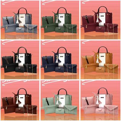 Chic Girl's Hand Bag Set - 5 Pcs Rexine in Vibrant Colors