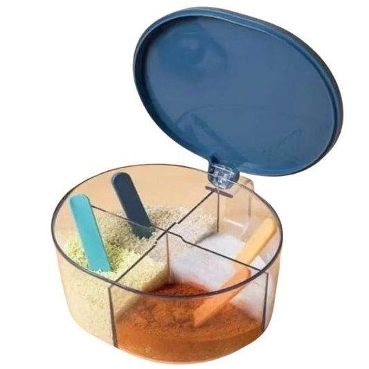 4 Compartments Spice Box | Masala Storage Box | Plastic Kitchen Organizer | Leak-Proof & Reusable 4 Compartments Spice Box for Kitchen