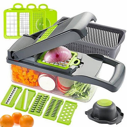 16-in-1 Mandoline Slicer & Vegetable Chopper | Multifunctional Food Cutter & Grater Fast slicing, chopping, shredding