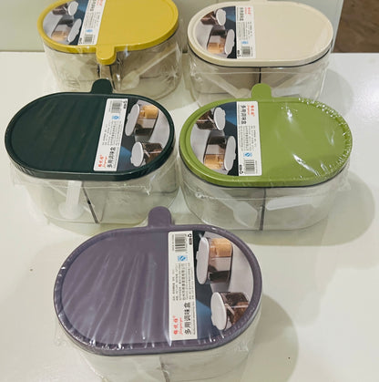 4 Compartments Spice Box | Masala Storage Box | Plastic Kitchen Organizer | Leak-Proof & Reusable 4 Compartments Spice Box for Kitchen