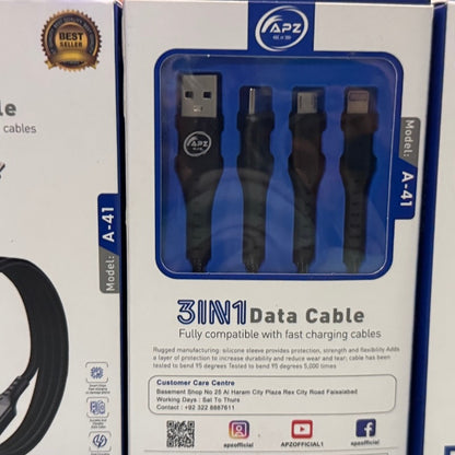 3-in-1 Fast Charging Cable 100W 480Mbps 120cm Type-C Micro Lightning Durable Design Universal fast charging data cable