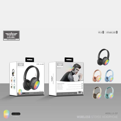 Lelisu LS-257 Wireless Stereo Headphones | Bluetooth 5.4 Over-Ear Headset with Type-C Charging & LED Lights Bluetooth Over-Ear Stereo Headphones
