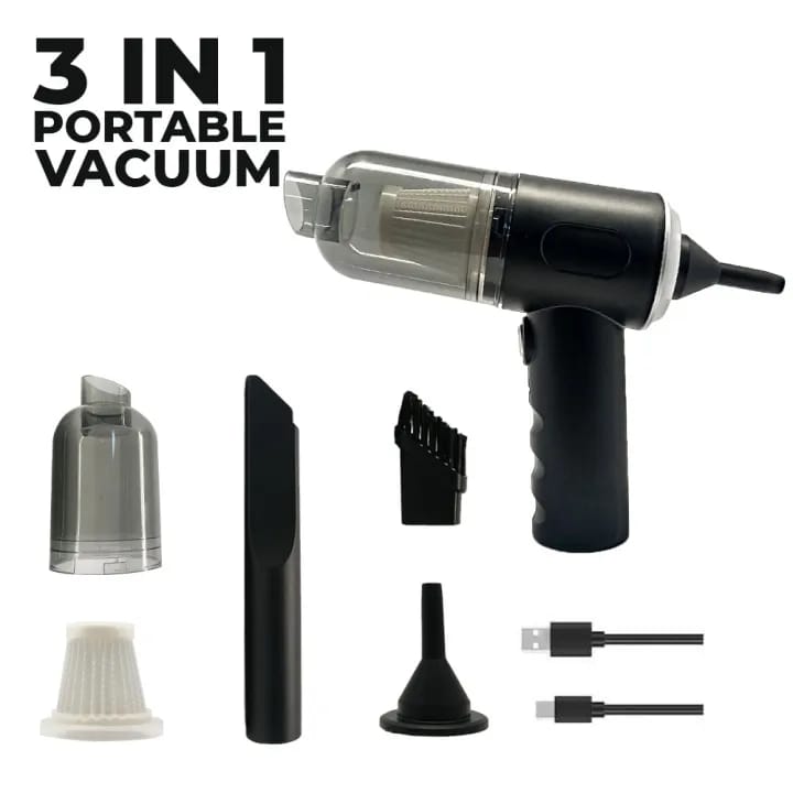 3-in-1 Portable Vacuum Cleaner, Duster & Air Blower | Wireless Handheld Cleaning for Car & Home Vacuum Cleaner