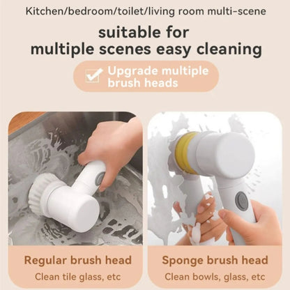 5-in-1 Rechargeable Magic Brush | Handheld Electric Scrubber | 360° Rotating with 3 Replaceable Multipurpose Brush Heads Multipurpose Magic Brush