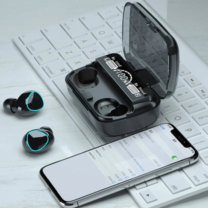 M10 Damix V 5.3 Bluetooth Wireless Earbuds with LED Display, Touch Control, and Long Battery Life Smart wireless earbuds headset