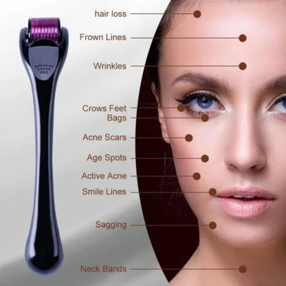 Derma Roller 0.5mm for Hair & Skin Therapy | 540 Titanium Micro-Needles Derma Roller