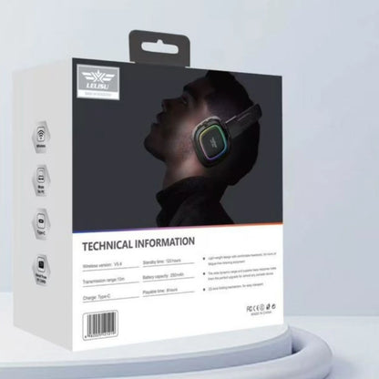 Lelisu LS-258 Wireless Stereo Headphones | Bluetooth 5.4 Over-Ear Headset with Type-C Charging & LED Lights Bluetooth Over-Ear Stereo Headphones
