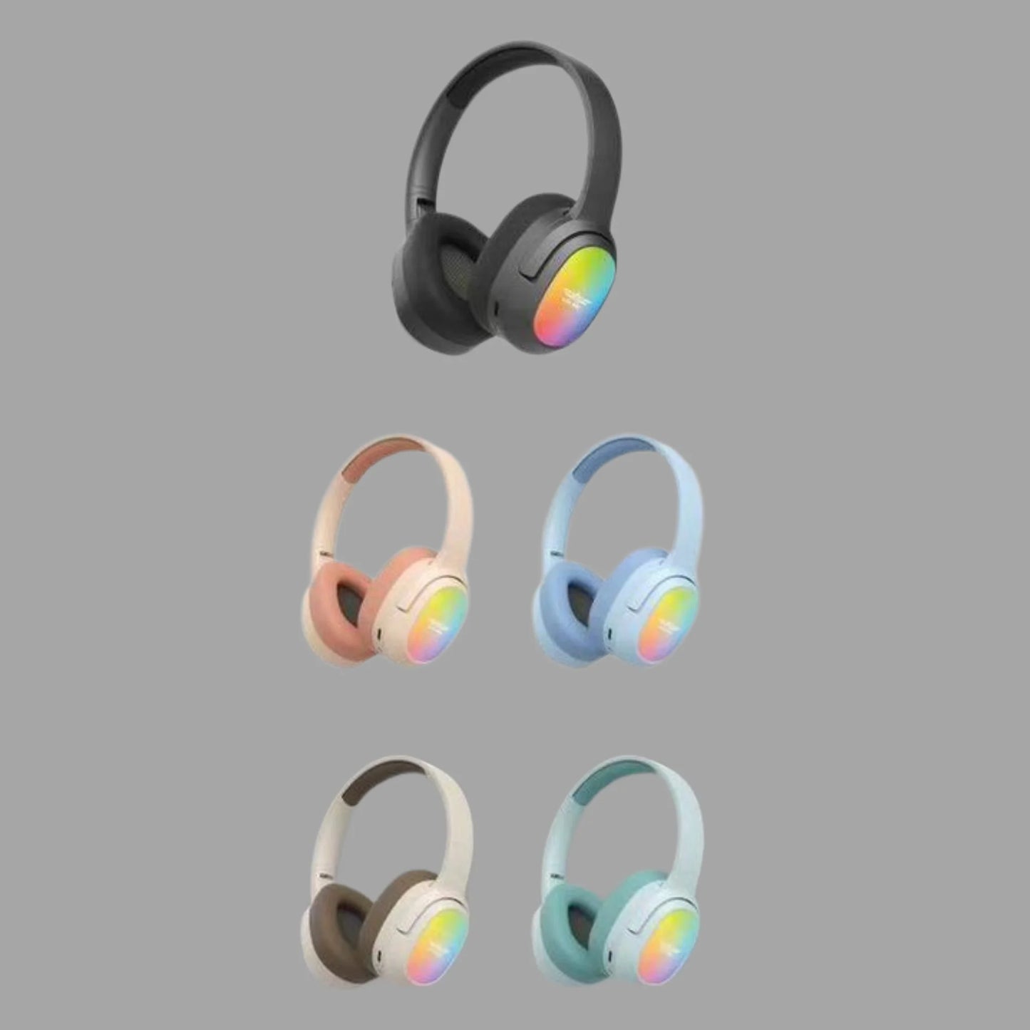 Lelisu LS-257 Wireless Stereo Headphones | Bluetooth 5.4 Over-Ear Headset with Type-C Charging & LED Lights Bluetooth Over-Ear Stereo Headphones