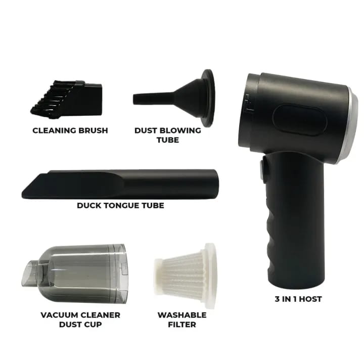 3-in-1 Portable Vacuum Cleaner, Duster & Air Blower | Wireless Handheld Cleaning for Car & Home Vacuum Cleaner