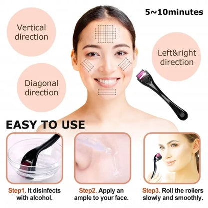 Derma Roller 0.5mm for Hair & Skin Therapy | 540 Titanium Micro-Needles Derma Roller