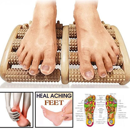 Wooden Foot Roller Massager | Manual Reflexology Therapy Tool for Pain Relief, Stress Relaxation & Foot Care Wooden Foot Roller Massager
