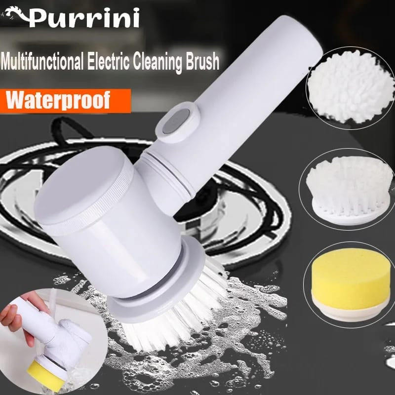 5-in-1 Rechargeable Magic Brush | Handheld Electric Scrubber | 360° Rotating with 3 Replaceable Multipurpose Brush Heads Multipurpose Magic Brush