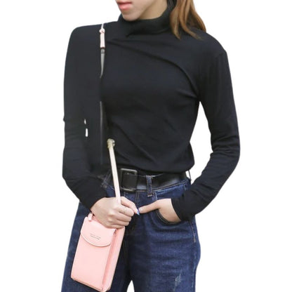Portable Soft Leather Crossbody Bag for Women | Stylish Mobile Purse & Wallet | Pink