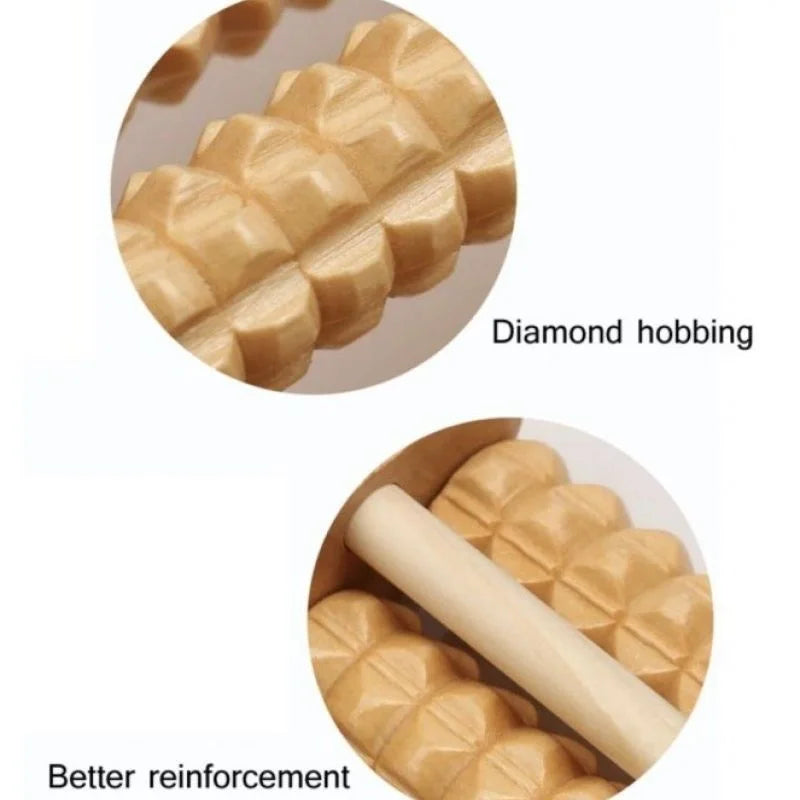 Wooden Foot Roller Massager | Manual Reflexology Therapy Tool for Pain Relief, Stress Relaxation & Foot Care Wooden Foot Roller Massager