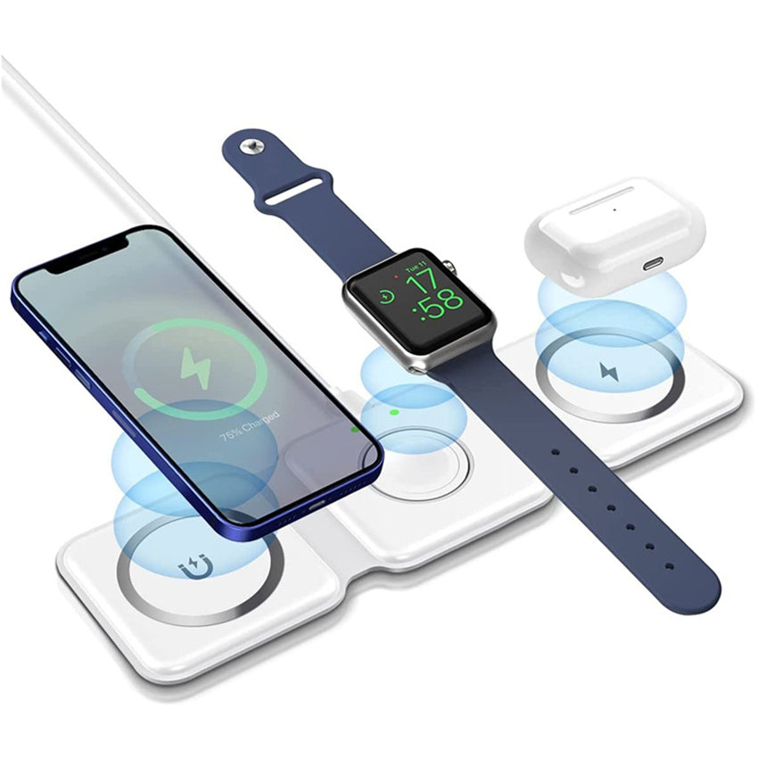 3-in-1 Foldable Magnetic Wireless Charger 15W Charging Station for iPhone Apple Watch and AirPods Foldable 3-in-1 wireless charger