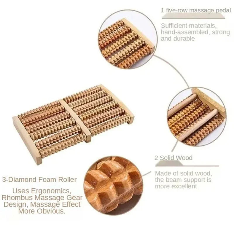 Wooden Foot Roller Massager | Manual Reflexology Therapy Tool for Pain Relief, Stress Relaxation & Foot Care Wooden Foot Roller Massager